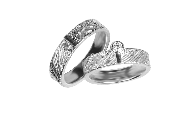 45407+45408-wedding rings, white gold 750 with brillant